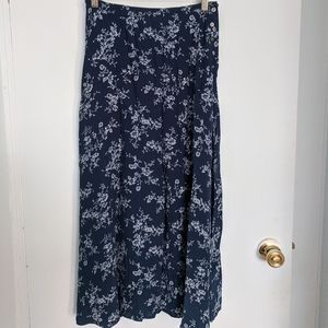 Vintage Blue Floral Midi Skirt